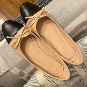 Chanel like flats 11 tan and black two tone
